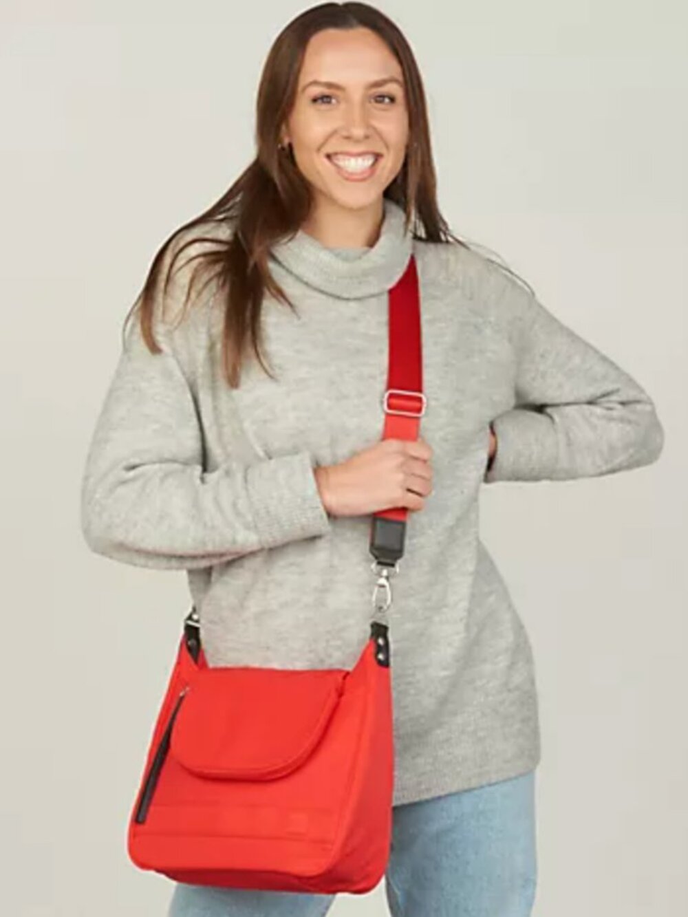 IHKWIP Metro Messenger Crossbody Nylon Bag Red Black - Picture 8 of 8